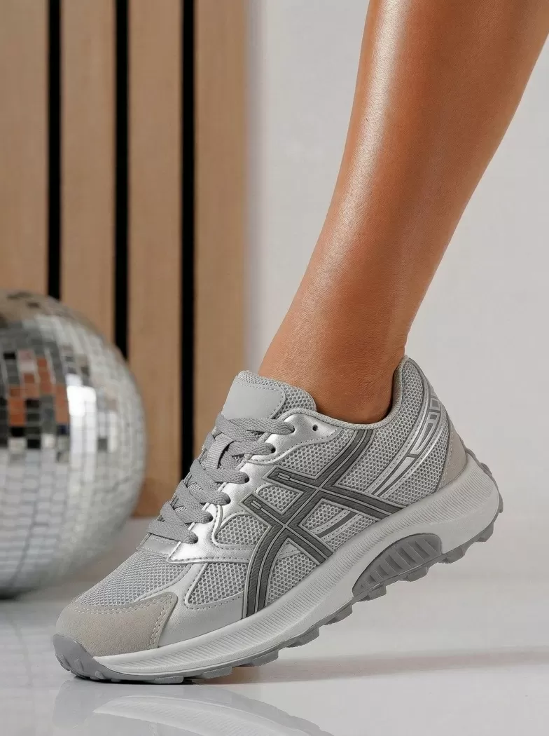 Adidasi dama gri din material textil Agatha4 #24586