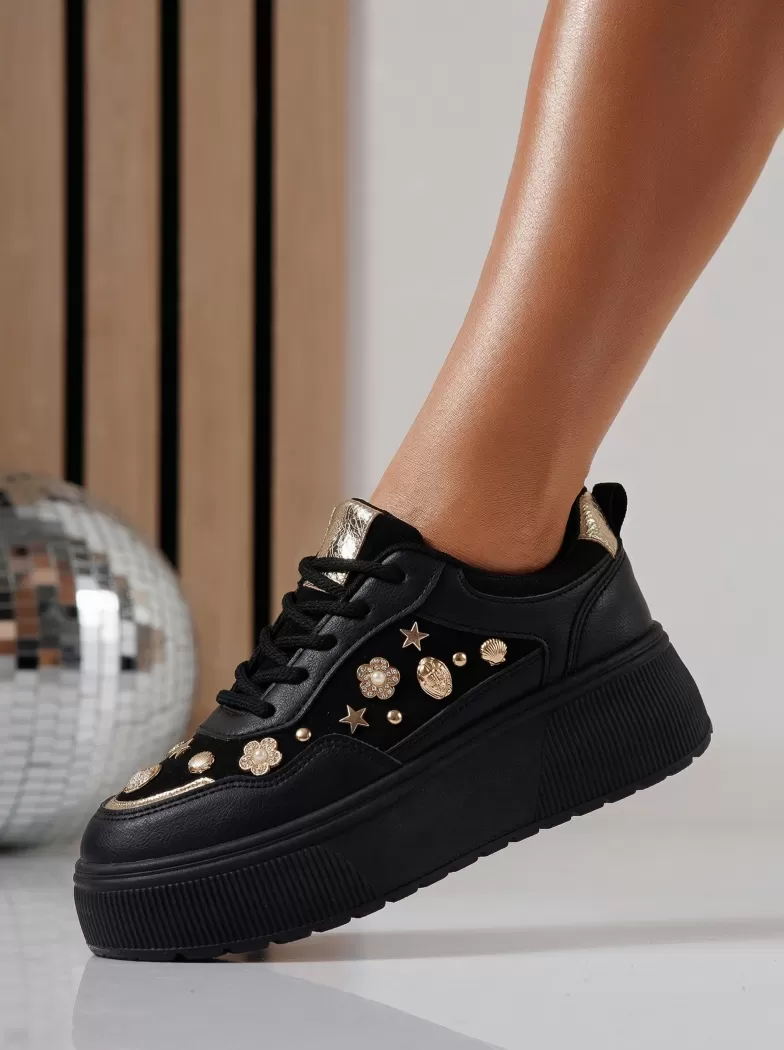 Adidasi dama negri din piele ecologica intoarsa Diana2 #24601