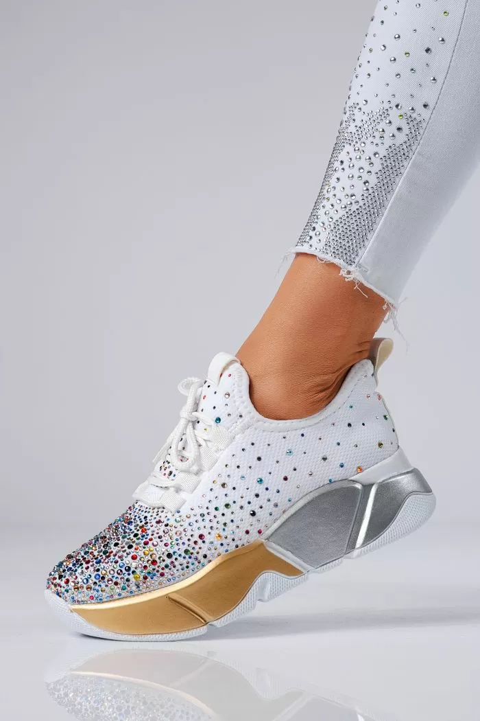 Adidasi dama albi din material textil Maria #24608