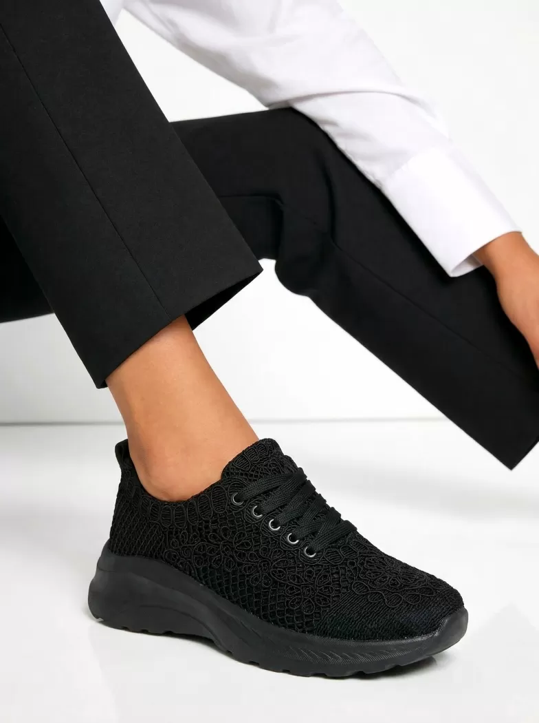 Adidasi dama negri din material textil Yuri #24656
