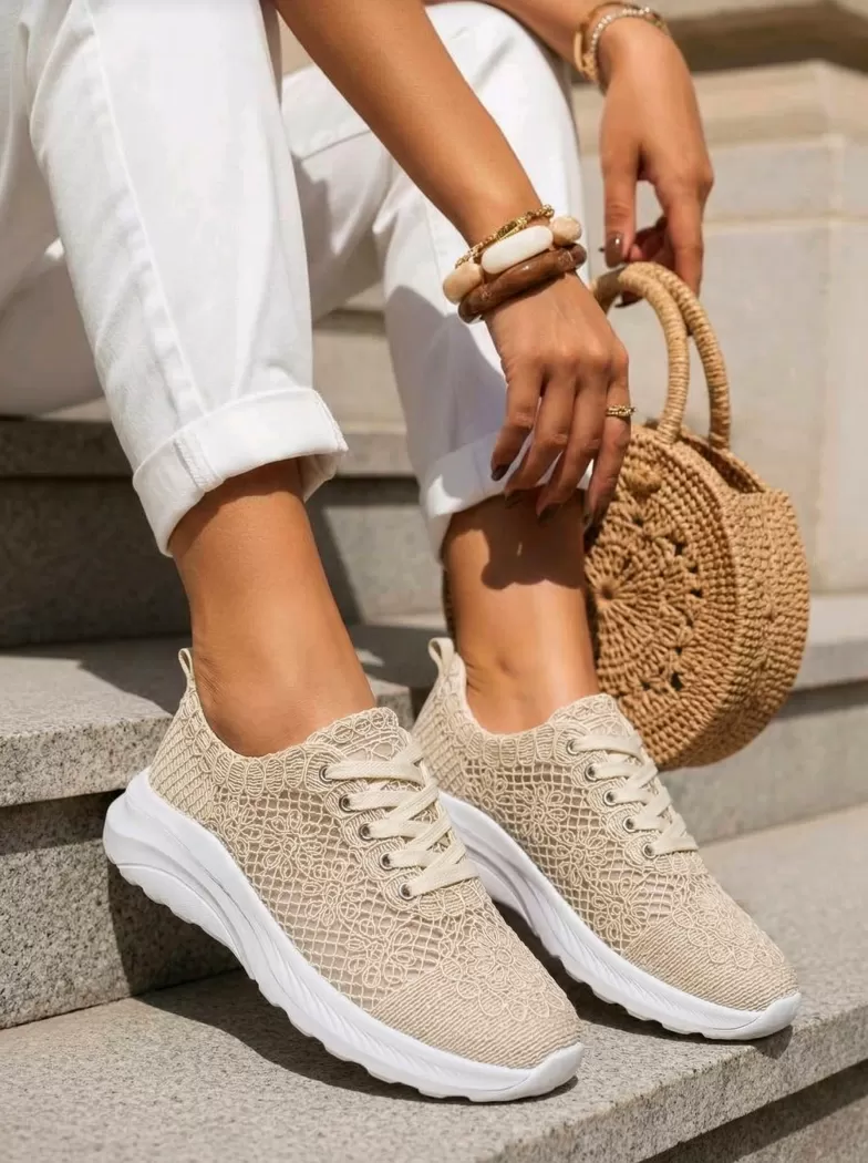 Adidasi dama bej din material textil Yuri #24657