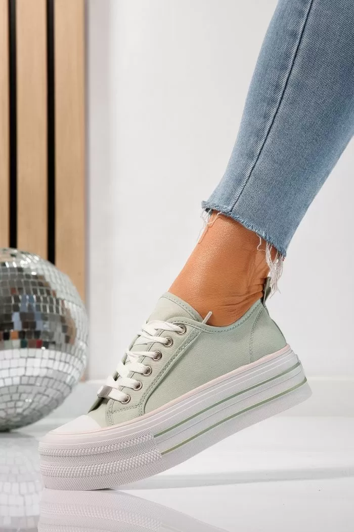 Adidasi dama verzi din material textil Sophia #24726