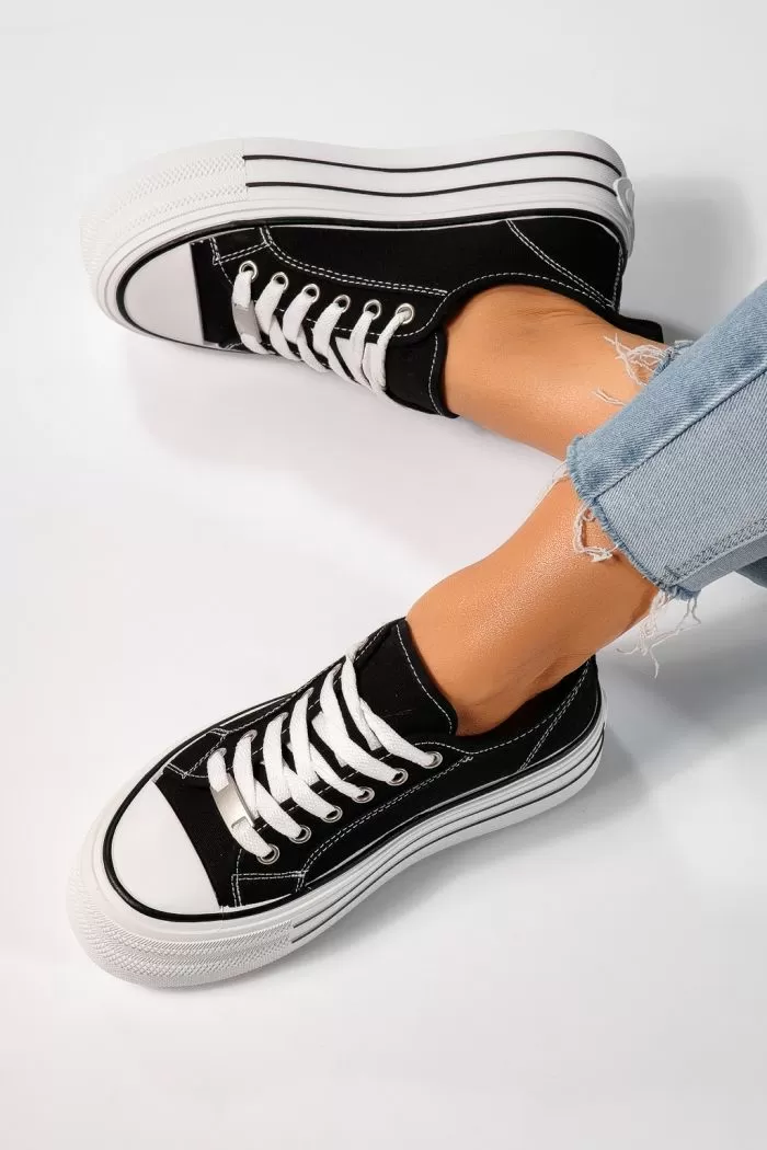 Adidasi dama negri din material textil Sophia #24727