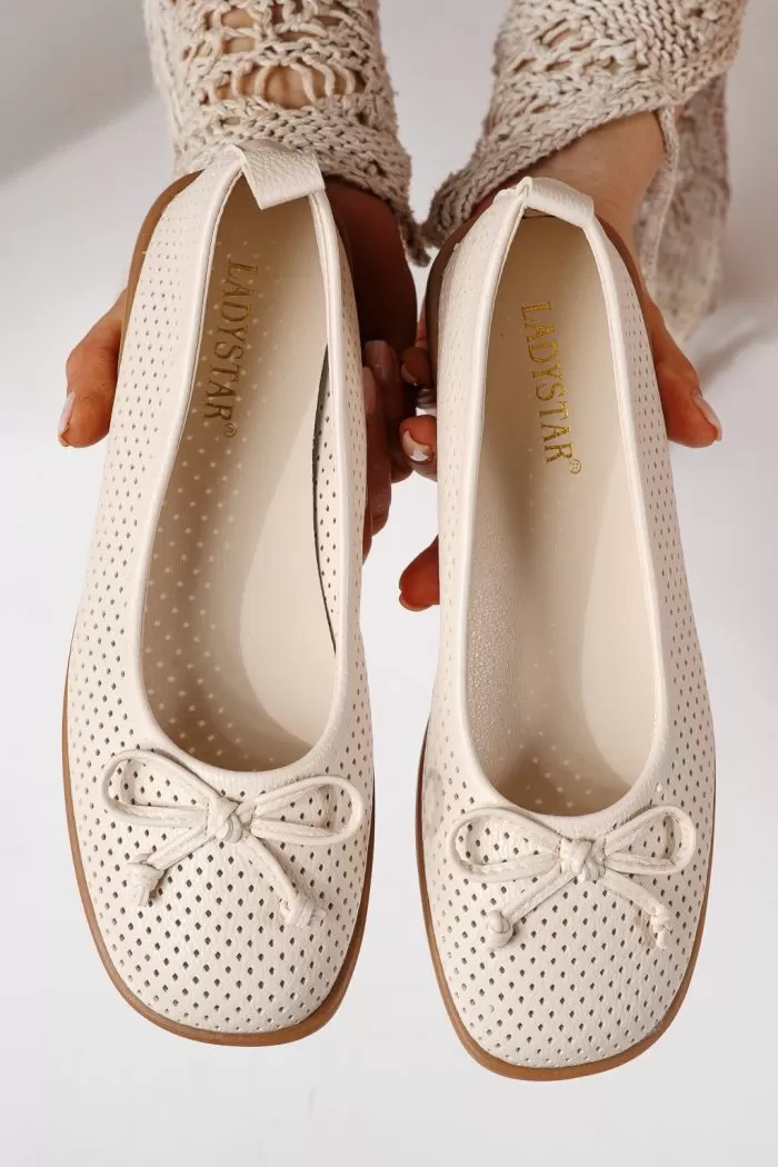 Balerini dama bej din piele ecologica Brielle #24886