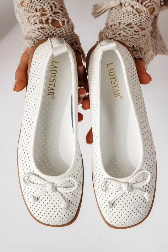 Balerini dama albi din piele ecologica Brielle #24888