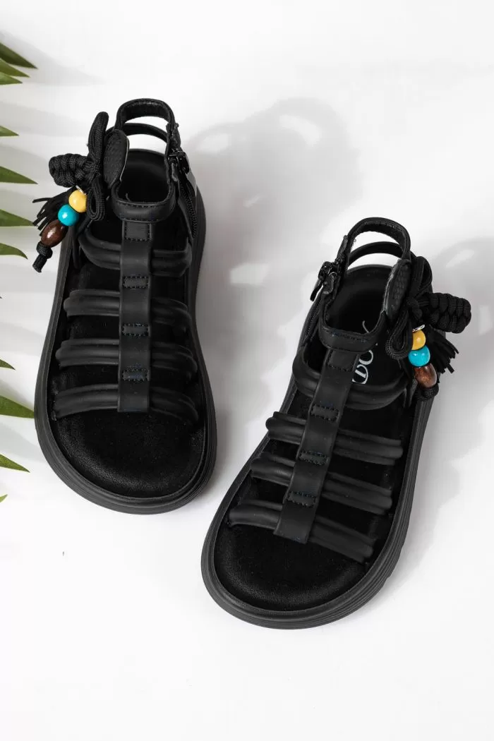 Sandale copii negre din piele ecologica Madison #24923