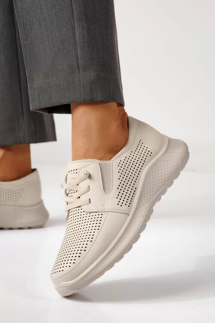 Pantofi casual dama bej  din piele ecologica Gilda #24941