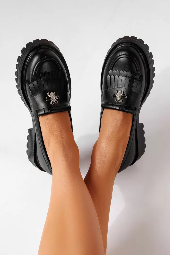 Pantofi casual dama negri din piele ecologica Kiana #25511