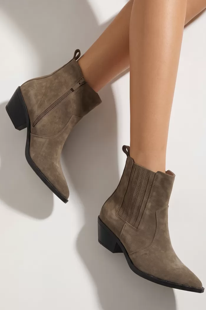 Ciocate dama khaki din piele naturala intoarsa Azura #25574