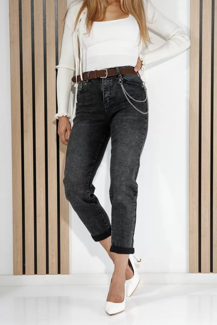 Blugi Mom Fit Dama Azura Negri #A1444
