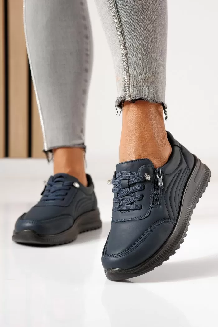 Pantofi casual dama captusiti albastri din piele ecologica Orielle #30127