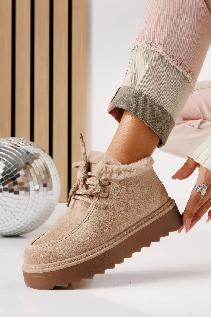 Ghete dama îmblanite khaki din piele ecologica intoarsa Elva #30576