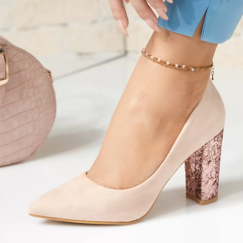 Pantofi Dama cu Toc Katherine Bej #3927M