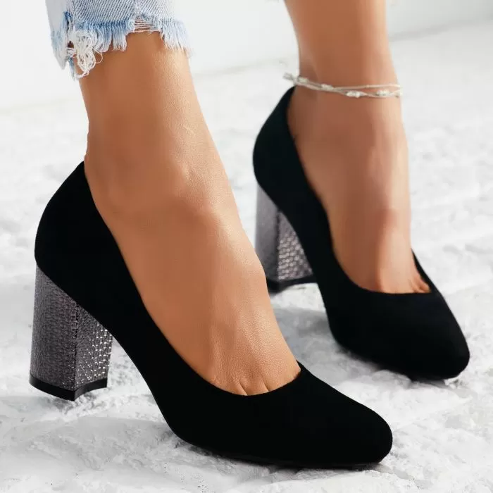 Pantofi Dama cu Toc Kiara Negri2 #7060M