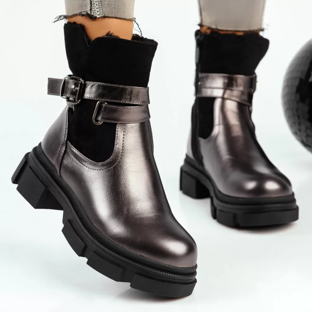 Ghete Dama îmblanite Prestige Negru/Gri #8865M