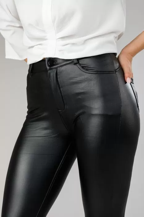 Pantaloni Dama Piele Ecologica Vatuiti Alara Negri #A1