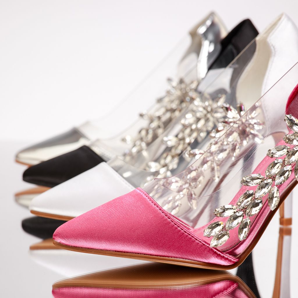 Pantofi Dama cu Toc Helga Argintii #13484