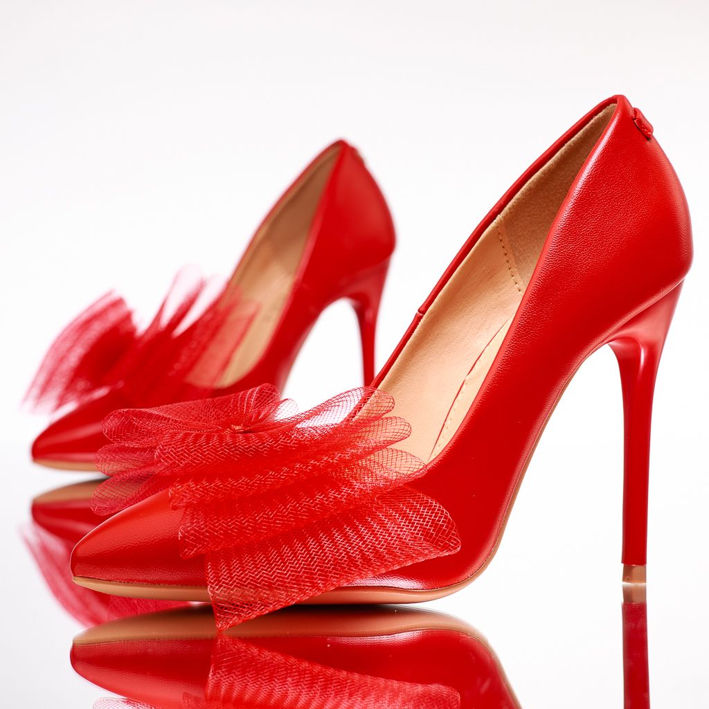 Дамски обувки с ток Bella червен #13498