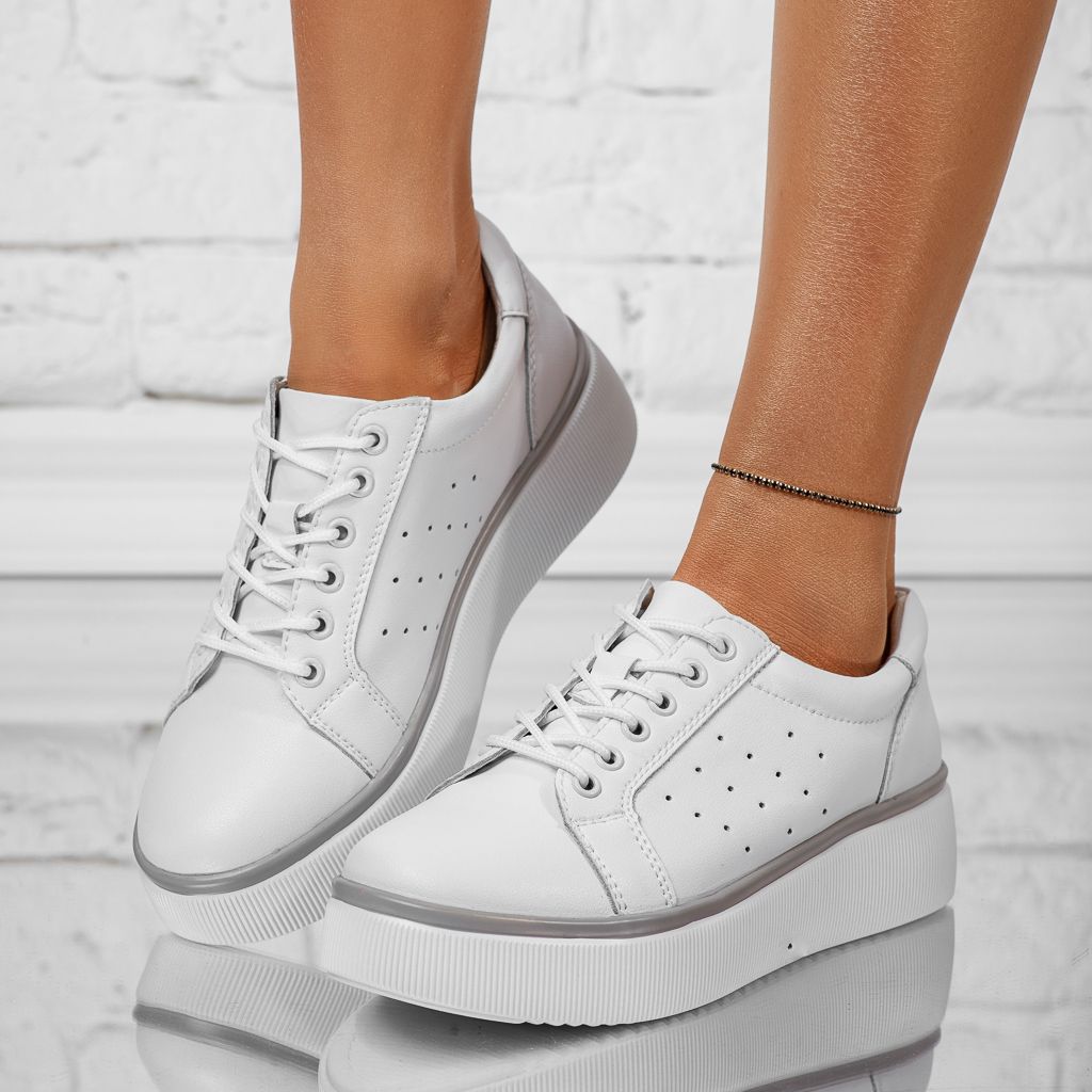 Дамски спортни обувки Изработени от естествена кожа Sophia Бяло #13900