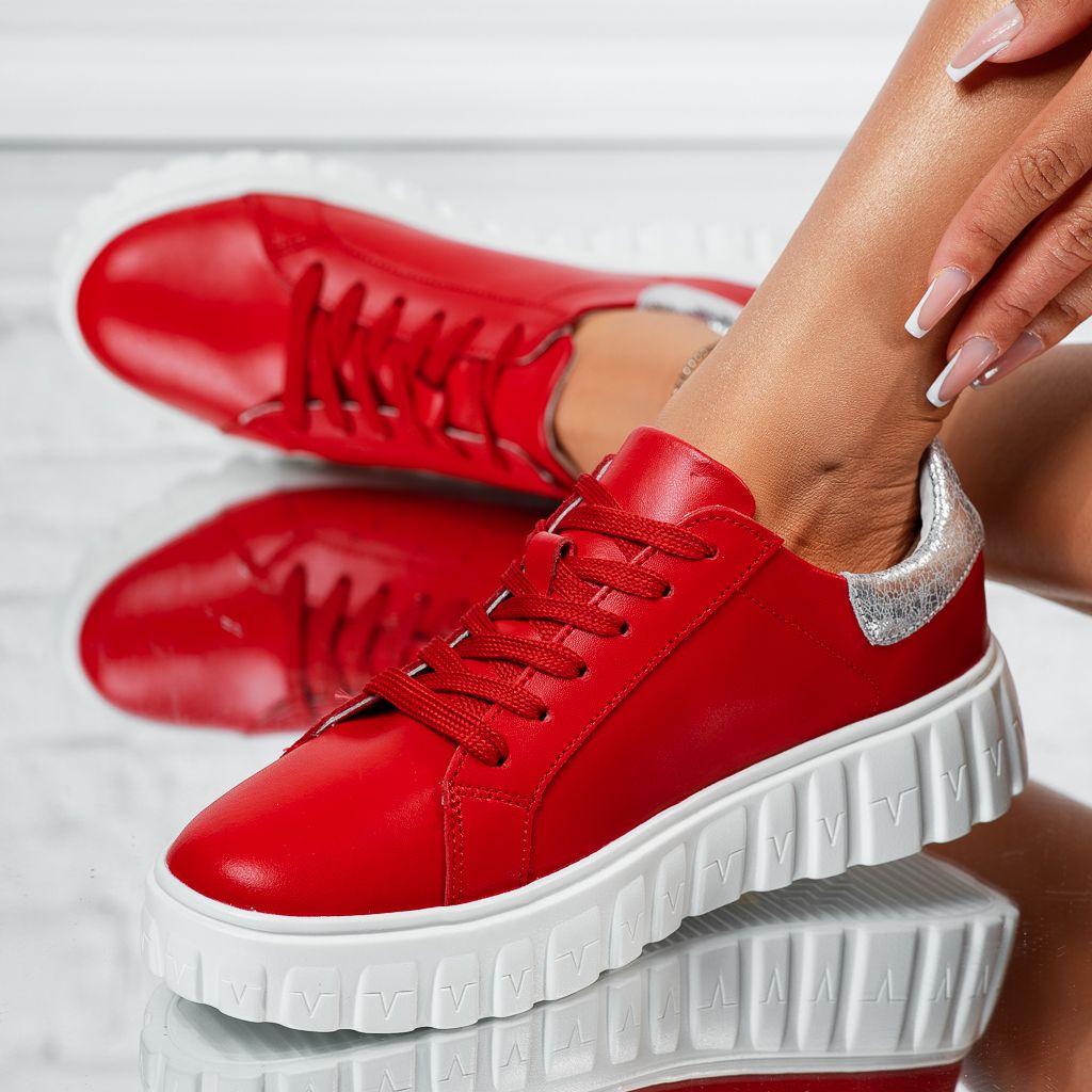 Дамски спортни обувки Изработени от естествена кожа Maya червен #13907