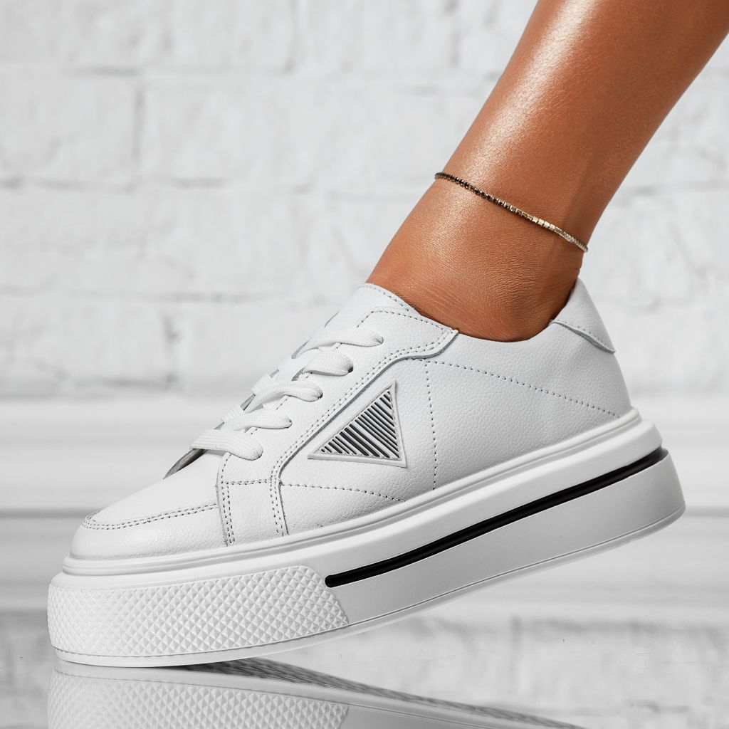 Дамски спортни обувки Изработени от естествена кожа Jade Бяло #13910
