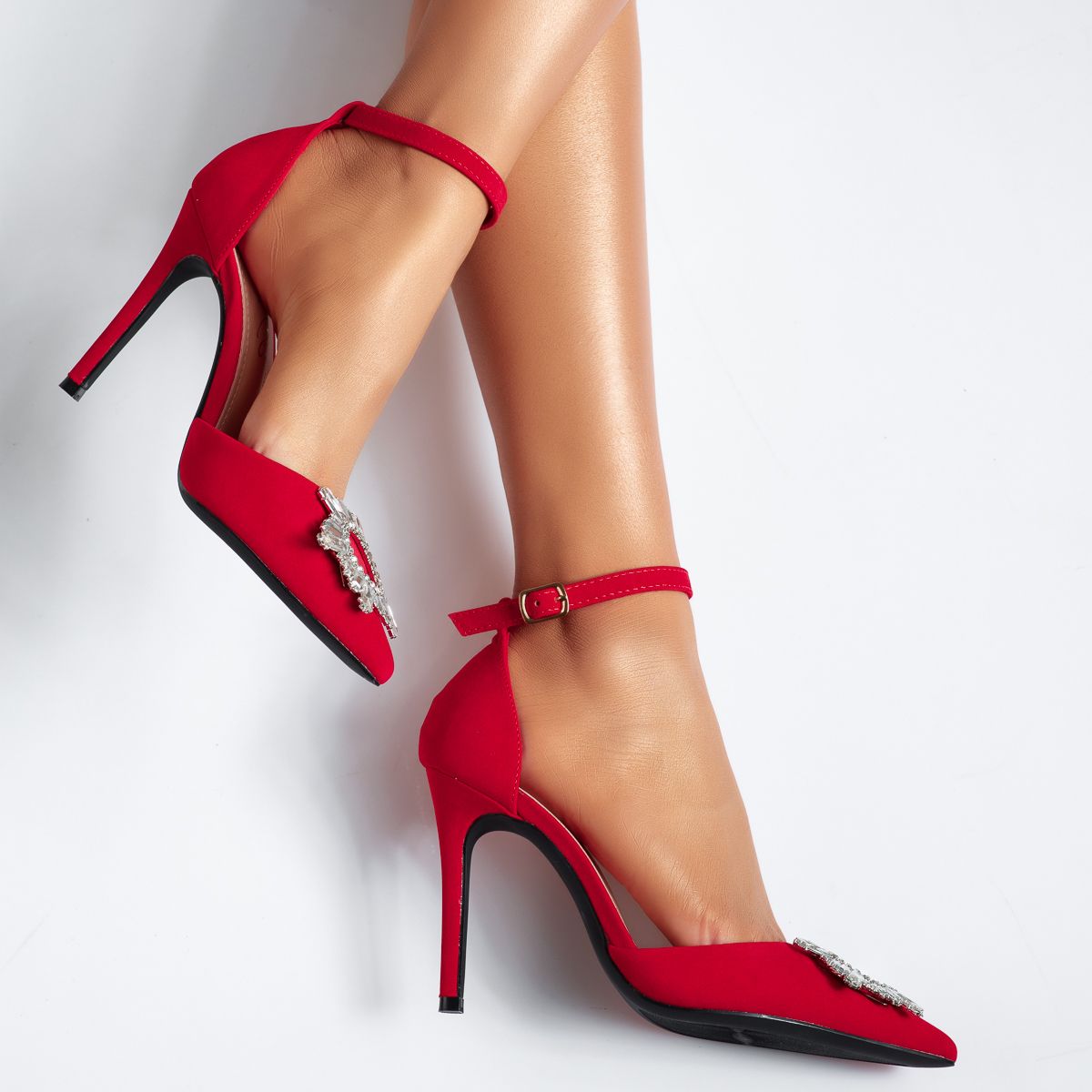 Pantofi Dama cu Toc Oscar Rosii #14111