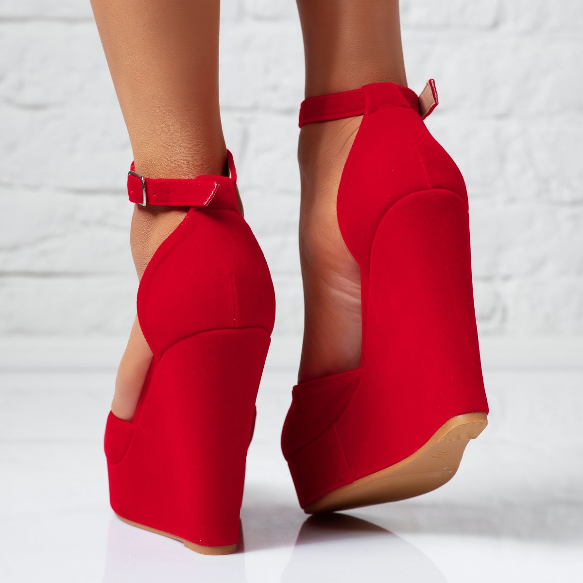 Pantofi Dama cu Platforma Monaco Rosii #13948