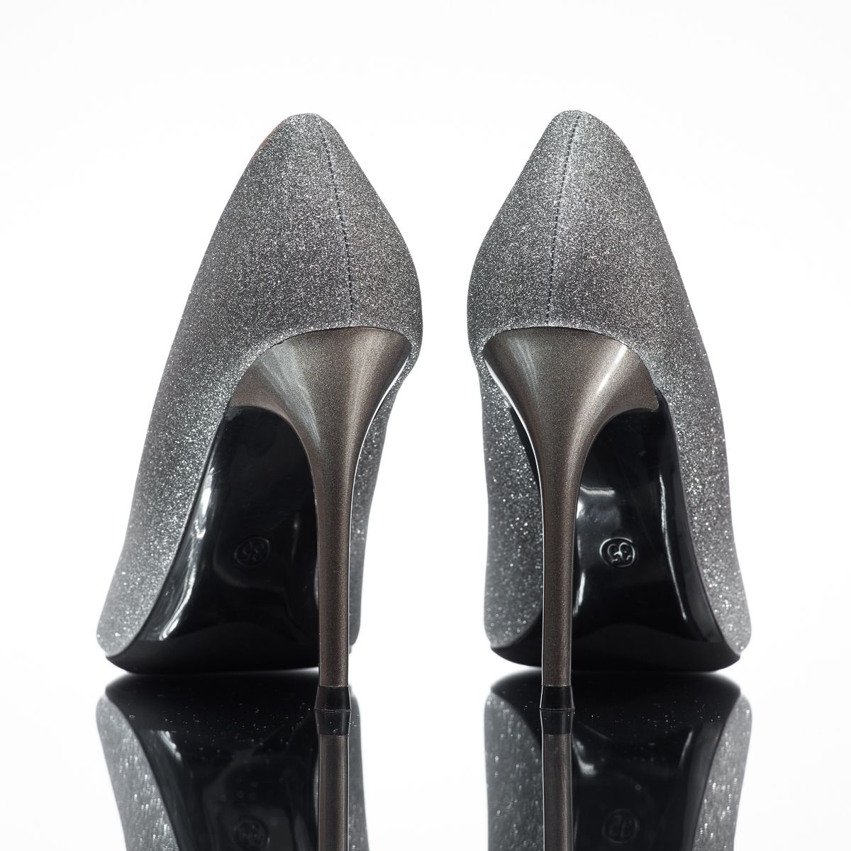 Pantofi Dama cu Toc Ozzy Arginti #14116
