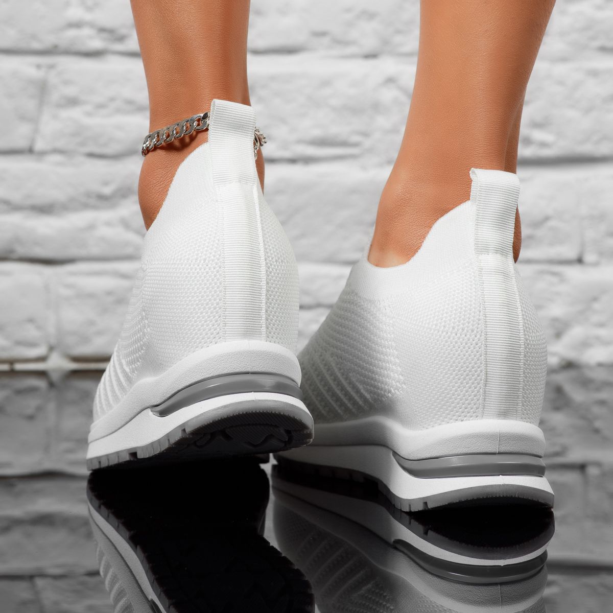Дамски спортни обувки с платформа Mike Бяло #14316