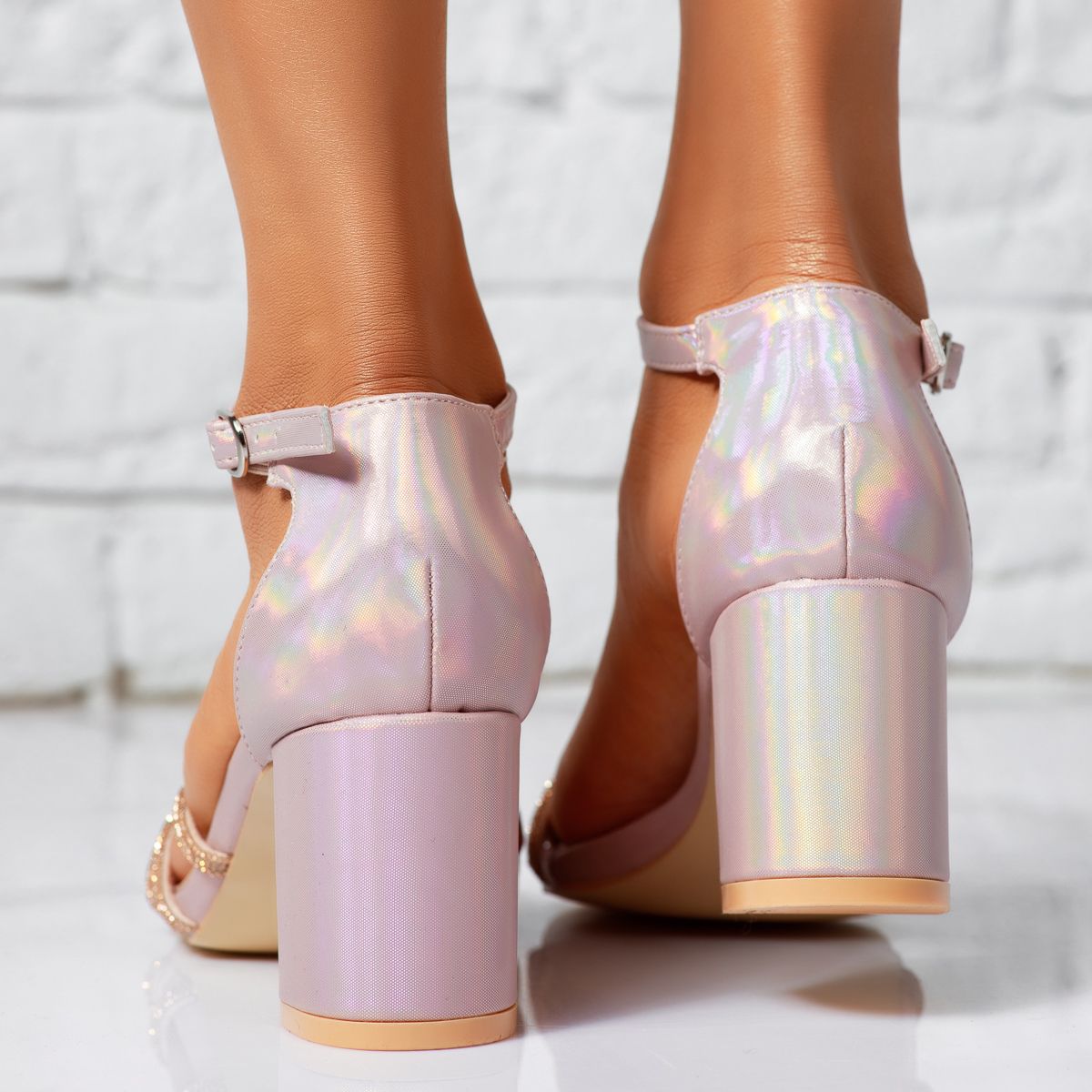 Дамски сандали на ток Darcy Розово/златист #14284