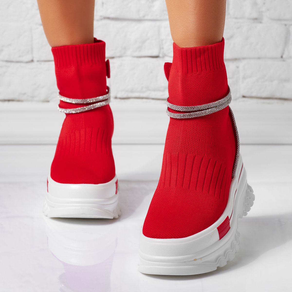 Дамски спортни обувки с платформа Azelia червен #14620