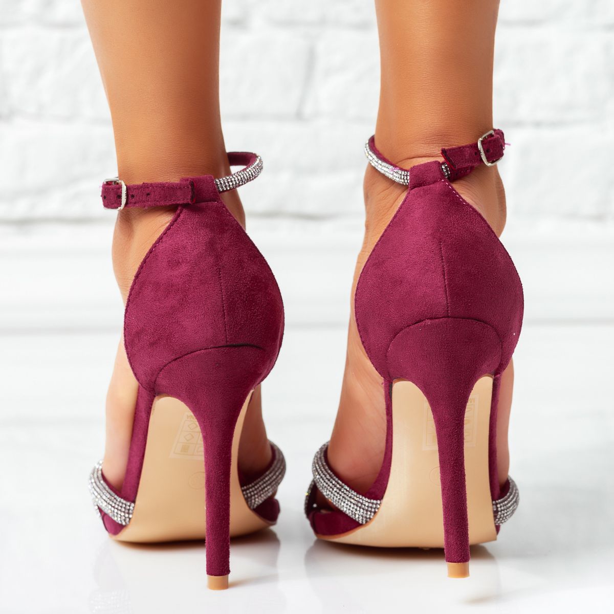 Дамски сандали на ток Merry лилаво #14243