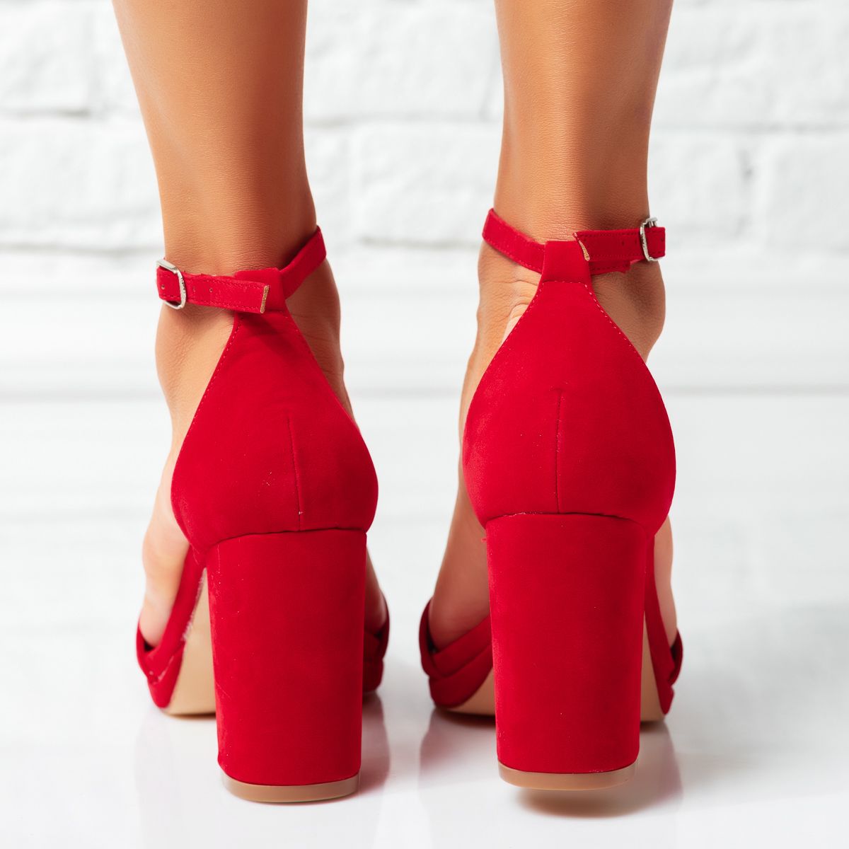 Дамски сандали на ток Sydney червен #14286