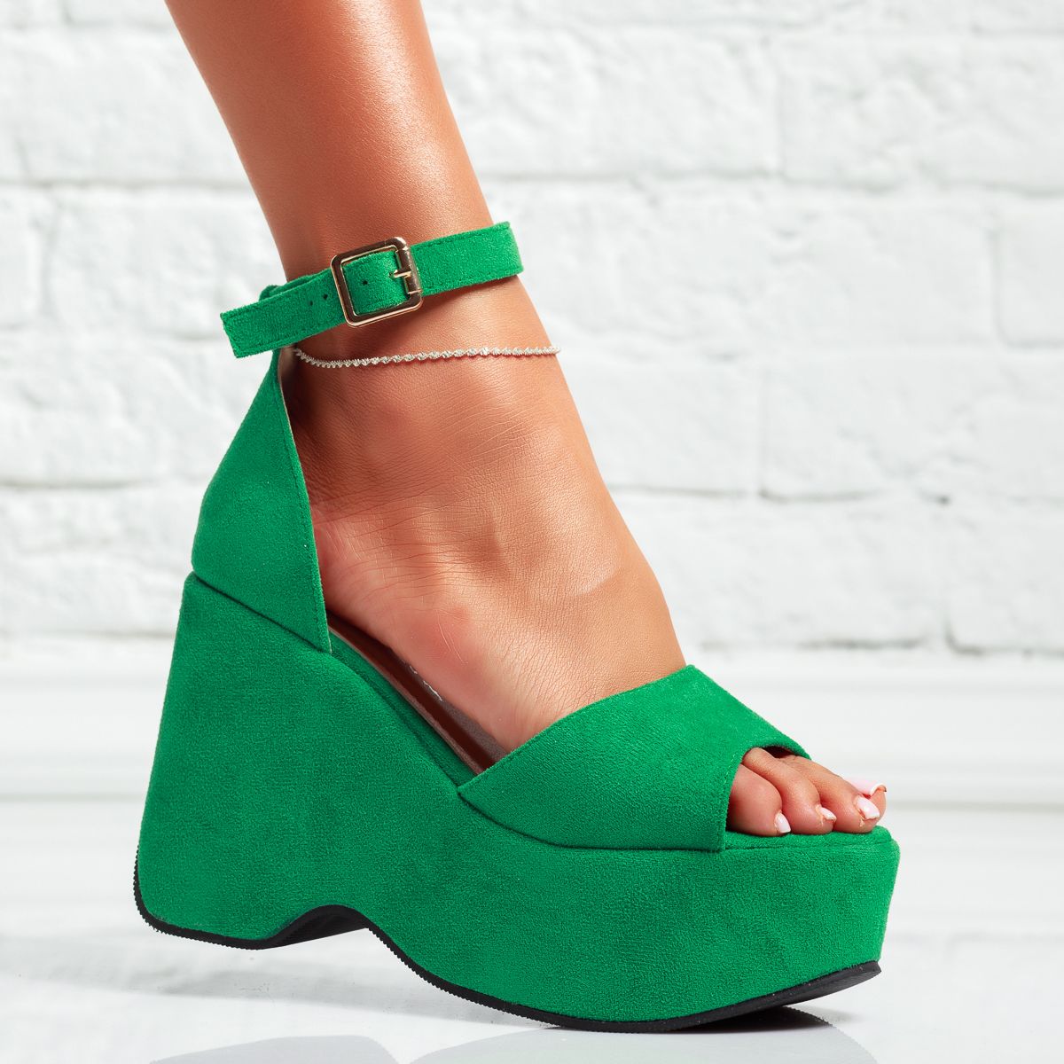 Дамски сандали на платформа Galilea Зелено #14426