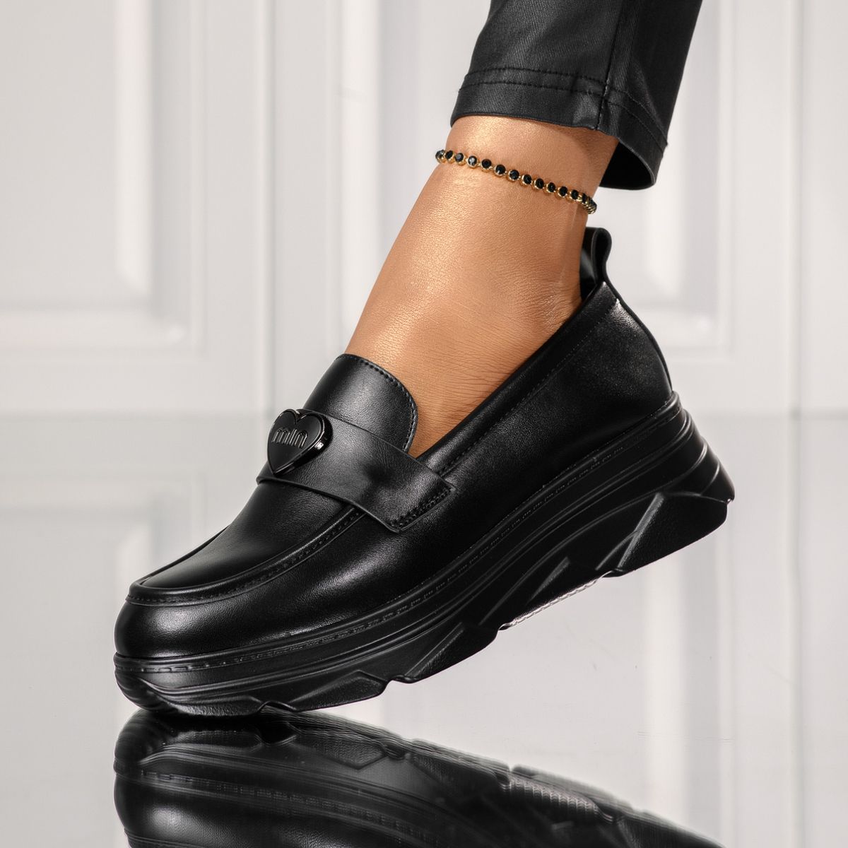 Всекидневни дамски обувки черни от еко кожа Ophelia #18263