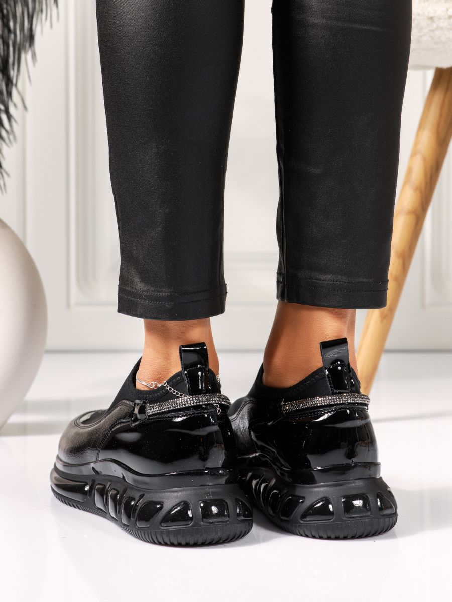 Pantofi casual dama negri din piele ecologica Candace #18510