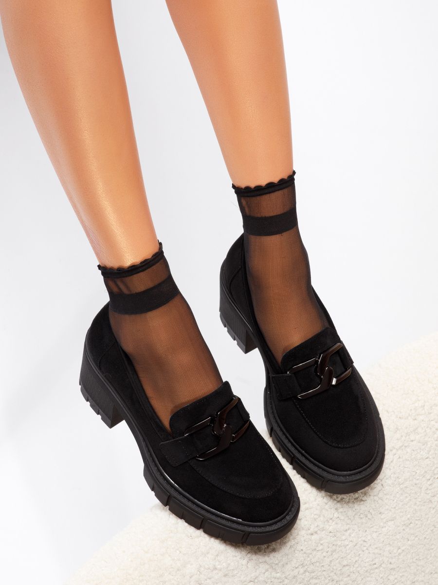 Всекидневни дамски обувки черни от обърната еко кожа Mila #18743