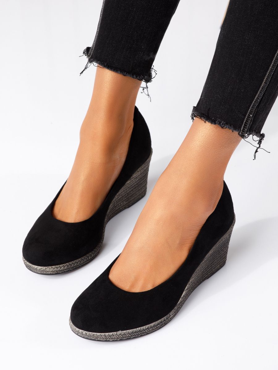 Дамски обувки с платформа от черна екологична кожа Layla #18750