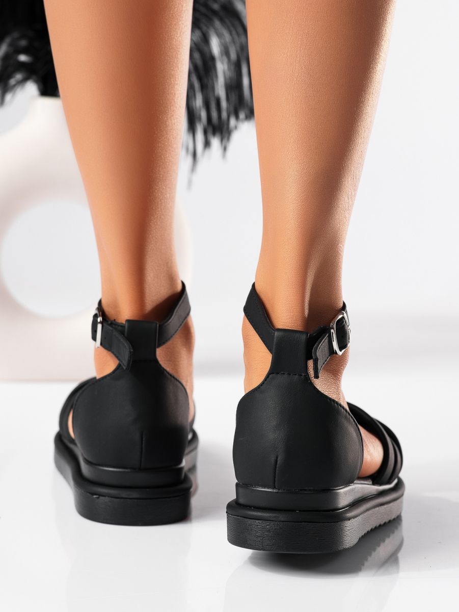 Sandale cu platforma dama negre din piele ecologica Gemma #19526
