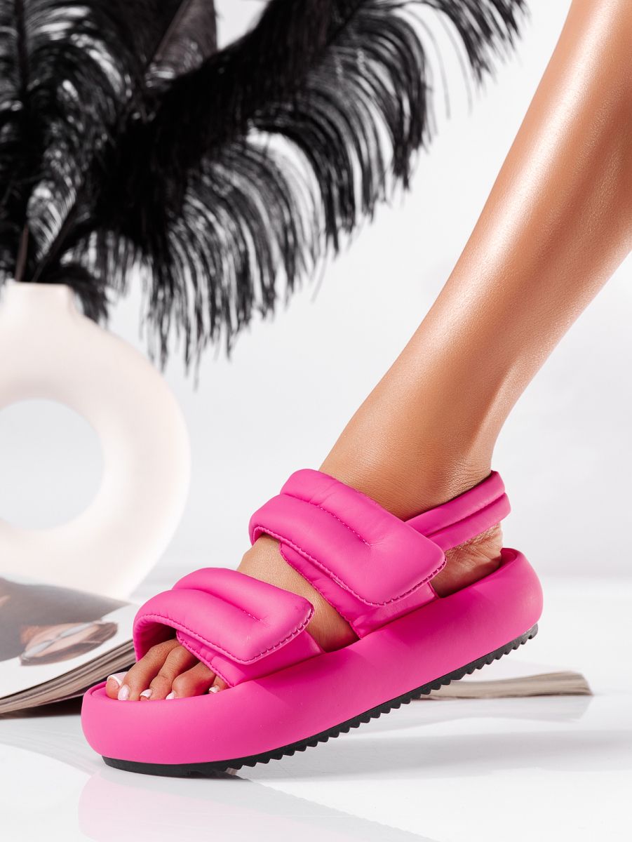 Sandale cu platforma dama roz din material impermeabil Thea #19700