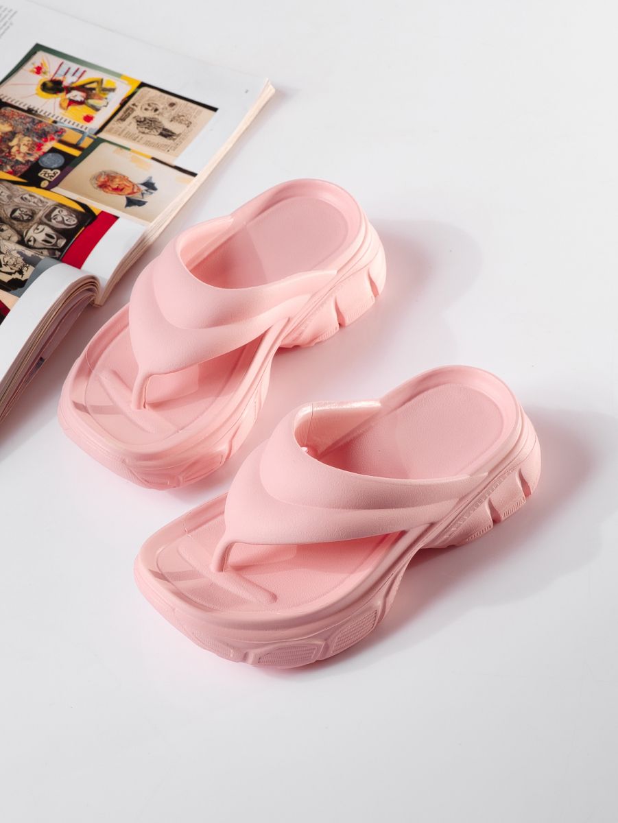 Papuci cu platforma dama roz din material sintetic Greta #19914
