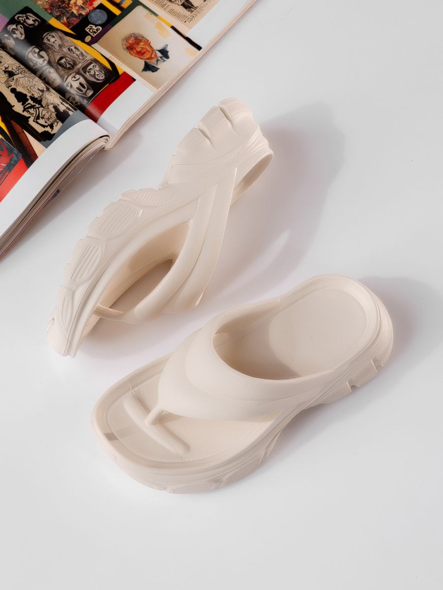 Papuci cu platforma dama albi din material sintetic Greta #19915