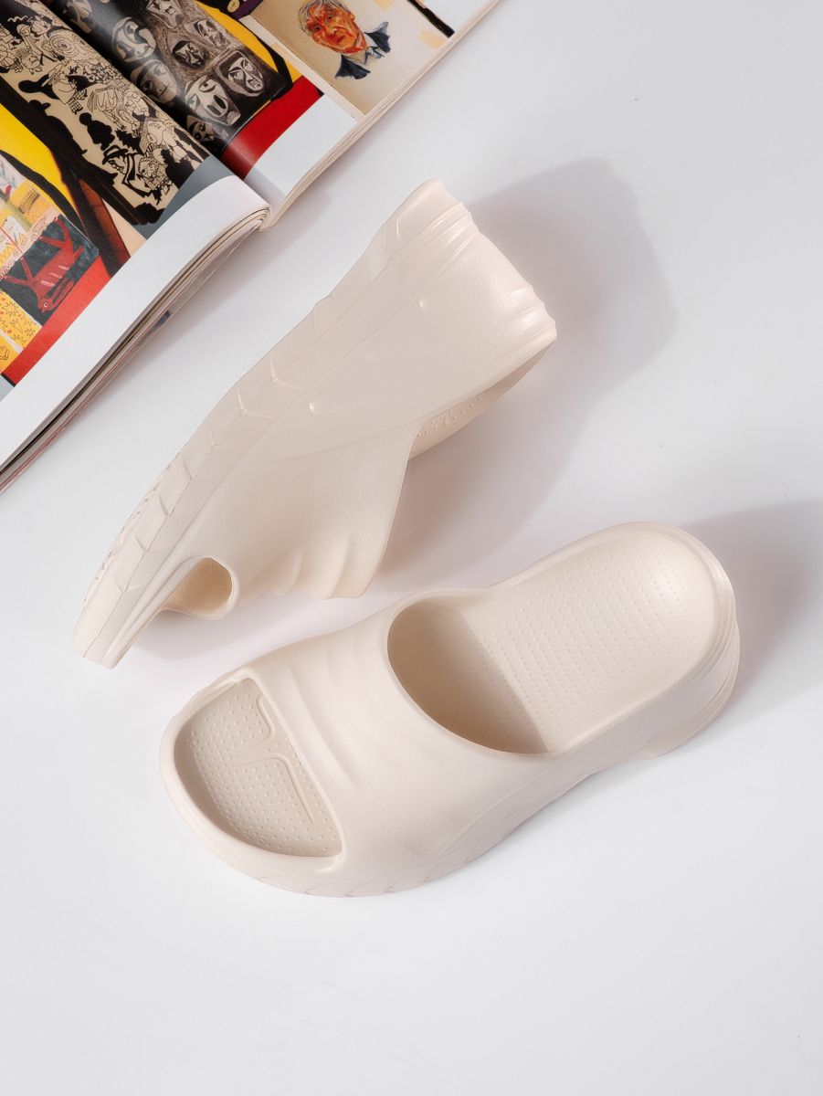 Papuci cu platforma dama albi din material sintetic Irene #19907