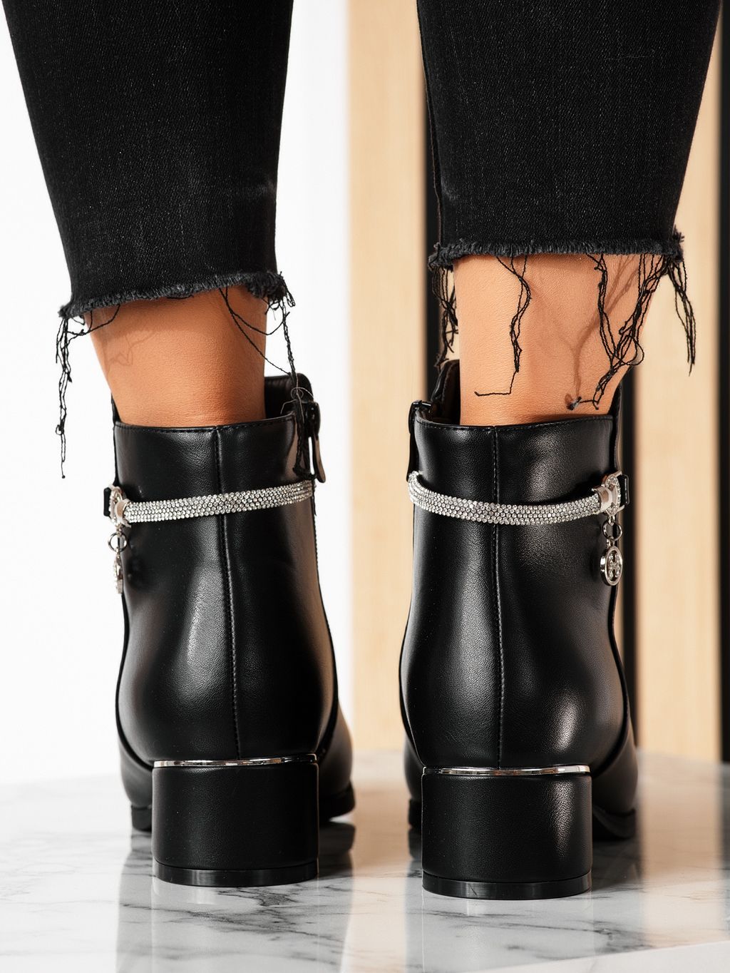 Botine dama negre din piele ecologica Erica #20191