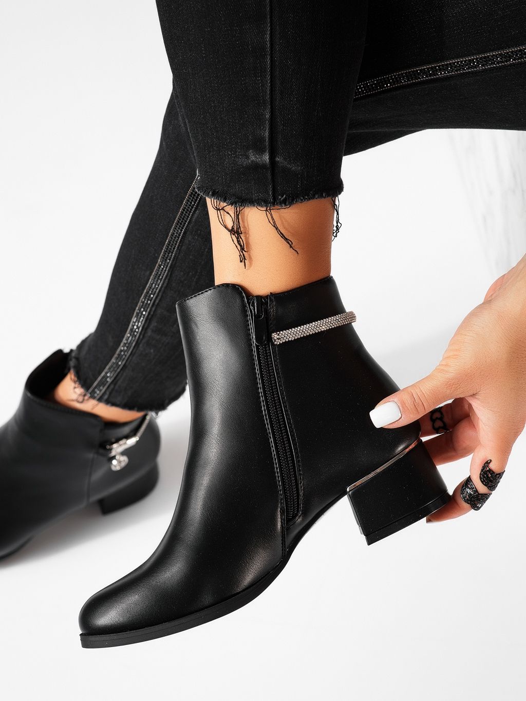 Botine dama negre din piele ecologica Erica #20191