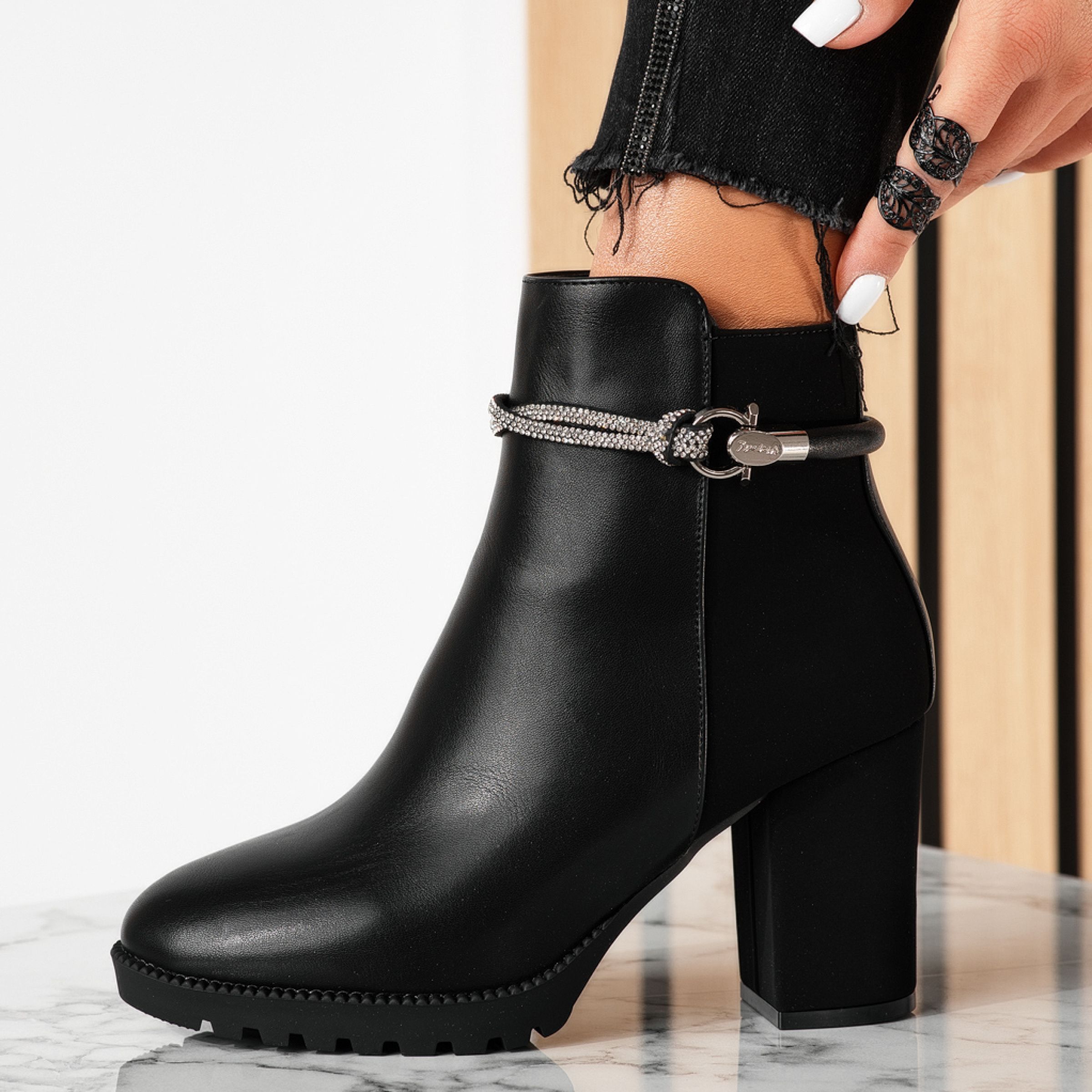 Botine dama negre din piele ecologica Isra #20194