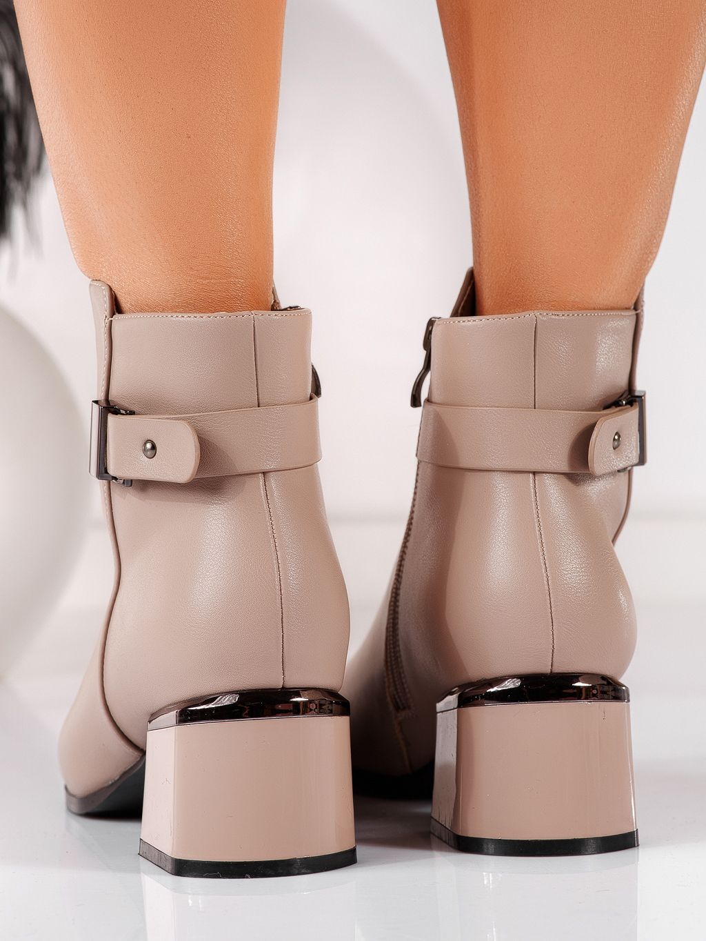 Botine dama bej din piele ecologica Pixie #20657