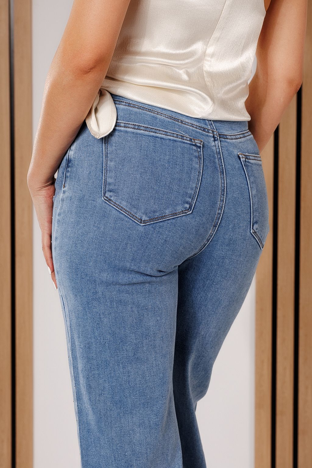 Blugi Evazati Dama Amber Albastri #A689