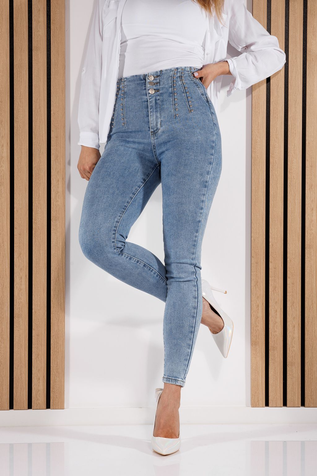 Blugi Skinny cu PushUp Dama Ami Albastri #A743