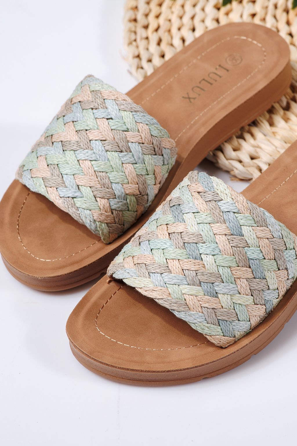 Papuci dama verzi din material textil Lola #22260